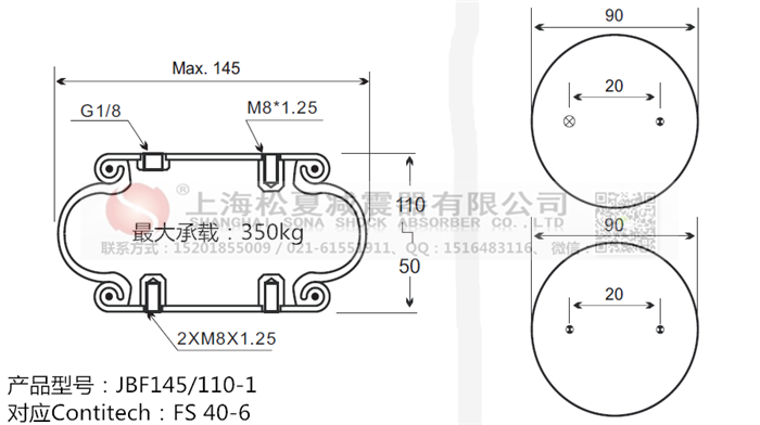 JBF145/110-1橡膠<a href='http://www.sfsjzp.com/' target='_blank'><u>空氣彈簧</u></a>