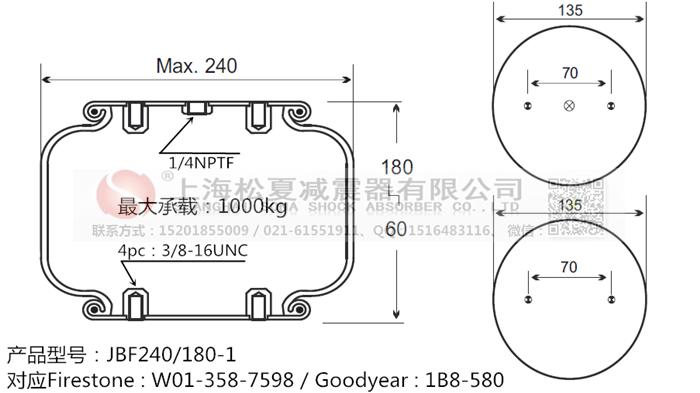 JBF240-180-1橡膠<a href='http://www.sfsjzp.com/' target='_blank'><u>空氣彈簧</u></a>