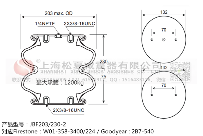 JBF203/230-2橡膠<a href='http://www.sfsjzp.com/' target='_blank'><u>空氣彈簧</u></a>
