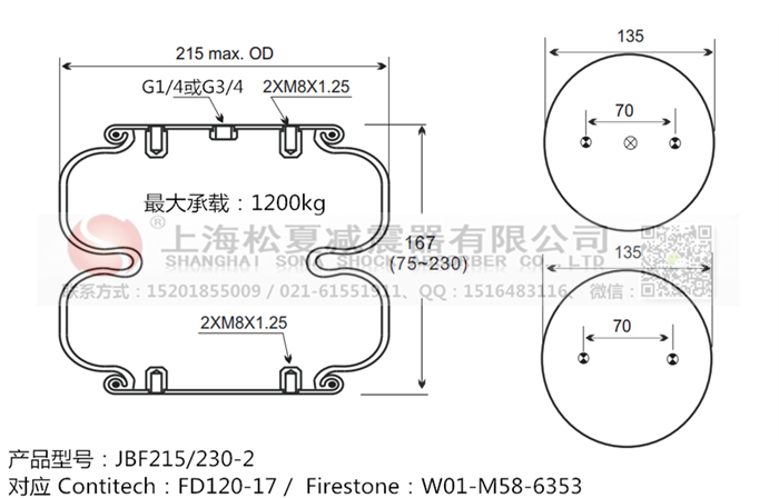 JBF215/230-2橡膠<a href='http://www.sfsjzp.com/' target='_blank'><u>空氣彈簧</u></a>