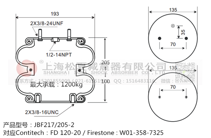 JBF217/205-2橡膠<a href='http://www.sfsjzp.com/' target='_blank'><u>空氣彈簧</u></a>