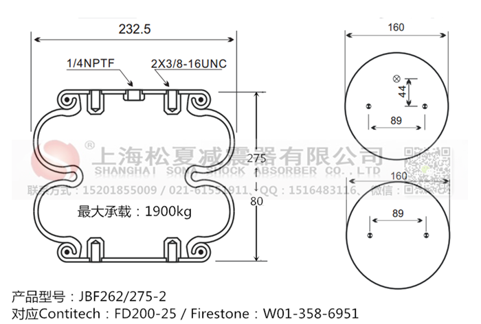 JBF262/275-2橡膠<a href='http://www.sfsjzp.com/' target='_blank'><u>空氣彈簧</u></a>